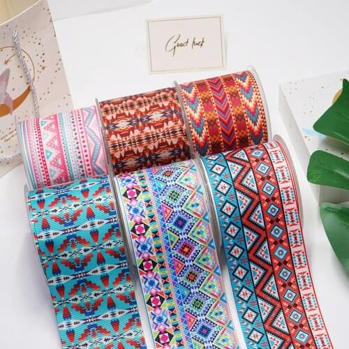 10 Yards 3inch 75mm Mexican styles Floral Tiles Printed Ribbon For Hair Bows DIY Crafts Handmade Accessories 52775
