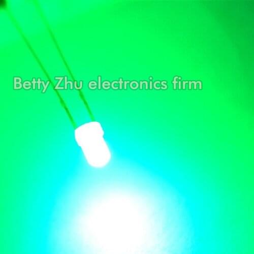 100PCS/LOT LED light-emitting diode 3MM round white shell hair green light mist