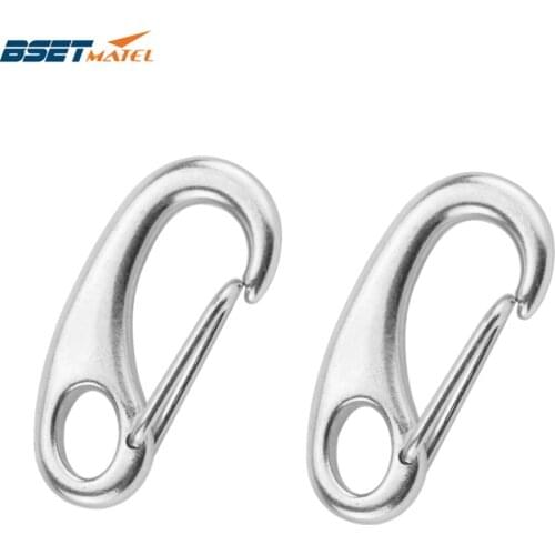 2PCS Boat Marine Stainless Steel Egg Shape Spring Snap Hook clips Quick Link Carabiner Buckle eye shackle Lobster Claw outdoor