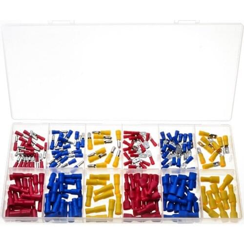 200PCS Cold Press PVC Connectors Box Electrical Insulated Crimp Terminals Sucking Bullet Spade Marine Automotive Set