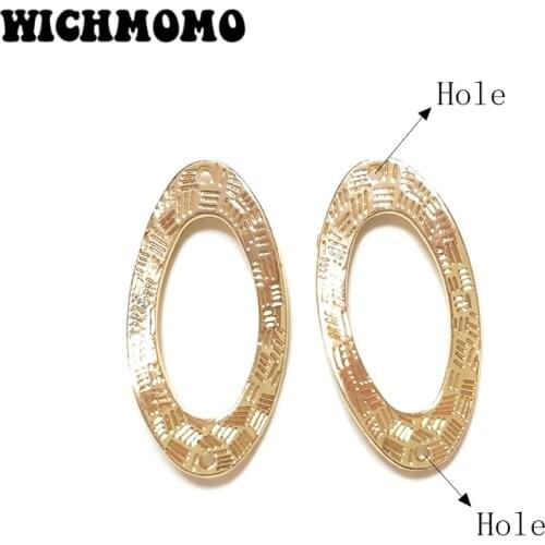 2019 Fashion 36mm 5pieces/bag Zinc Alloy Gold Oval Porous Connector Charms Linker for DIY Necklace Earring Jewelry Accessories