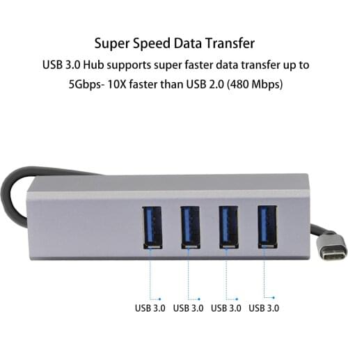 4 Ports Type C To Multi Usb 3.0 Port Hubs OTG Usb-c Splitter Super Speed Portable Mini Usb3.0 Hab Usb Charger For Android Phone