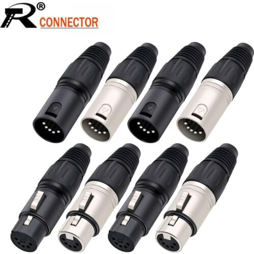 5 Pin XLR Audio Cable Connector 5Pin Male plug MIC Snake Plug for Microphone Cable Electrical Adapter