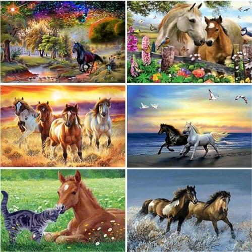 DIY Horse 5D Diamond Painting Full Square Drill Animal Diamond Embroidery Mosaic Cross Stitch Rhinestone Wall Art Home Decor