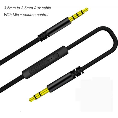 Audio Cable 3.5mm to Jack 3.5mm Speaker Line Aux Cable Male to Male with Mic to volume control for iPhone Samsung Headphone Car