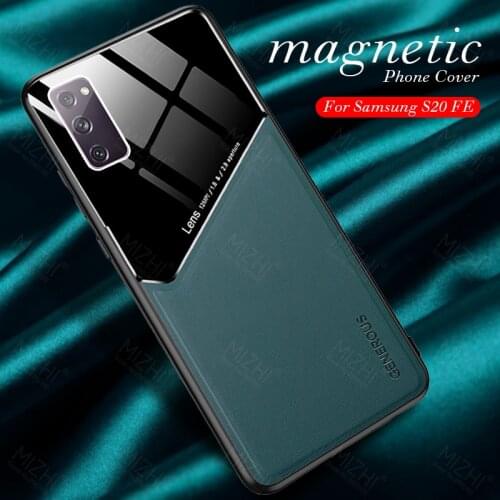 For Samsung S20 FE Case Leather Texture Car Magnetic Phone Case For Samsung Galaxy S20 FE S20FE Shockproof Back Cover Coque