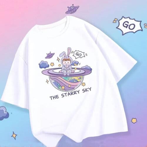 Childrens T Shirt Summer Loose Cute T-shirt Middle School Girls Short Sleeve childrens T-shirt cottony T Shirt Girls Tops