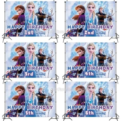 Frozen 2 Birthday Backdrop Disney Anna Elsa Princess Party Backdrops Photography Wall Hang Party Background Decoration Girl Gift