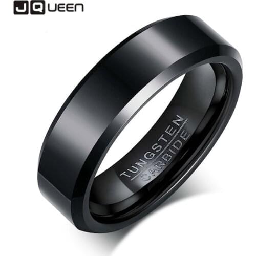 JQUEEN Tungsten Carbide Rings 6mm Width Tungsten Steel Mens Ring Fashion Jewelry New Ring