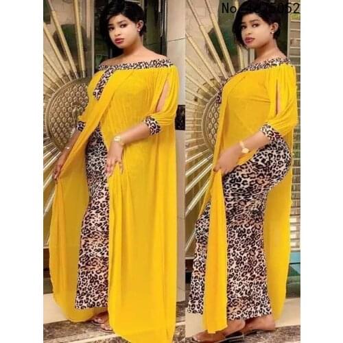 Leopard Loose Bodycon Fashion outdoor WomenMaxi Dress Leisure Patchwork Strapless Sexy Ethnic Style African vestidos