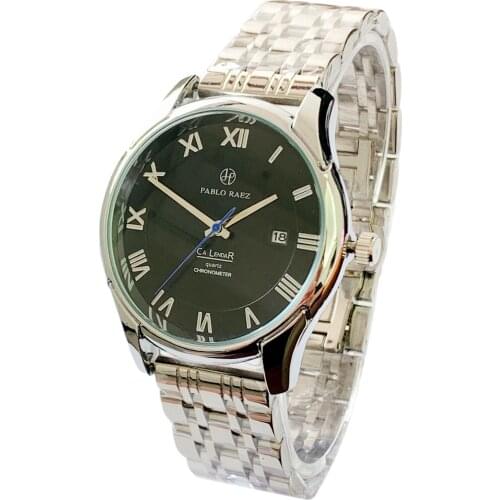 PABLO RAEZ Pure stainless steel Man wristwatch Luxury fashion clock with date butterfly lock calendar quartz movement best watch