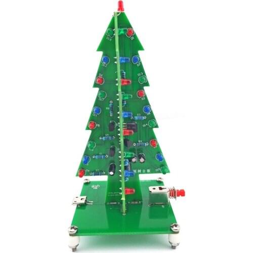Model Kit Christmas Tree 3D Color LED Flash Light DIY Kit Colorful LED Flash Circuit Parts Electronic Fun Suite Christmas Gift