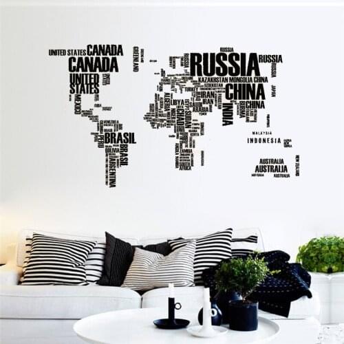 English Country Name World Maps Wall Stikers For Office Classroom Study Room Livingroom Home Decorations Pvc Mural Art Decal