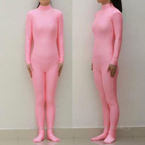 Fancy Dress Party Kid Pink Spandex Zentai costume dancewear Unitard Bodysuit No Hood & Hands