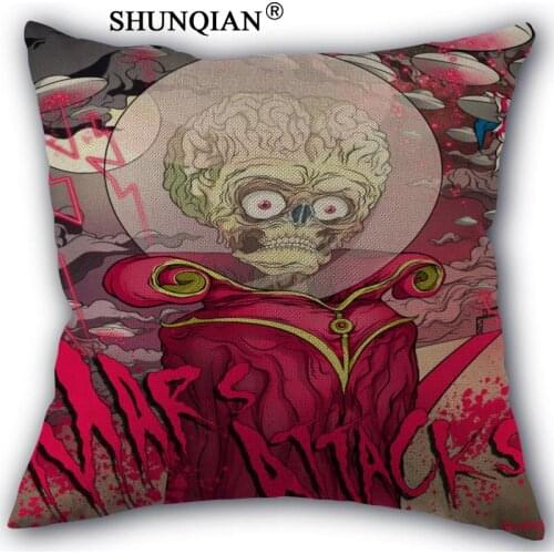 Mars attacks Pillowcase Cotton Linen Square Zippered Pillow Cover For Office,Family Customize Your Picture 45x45cm one side