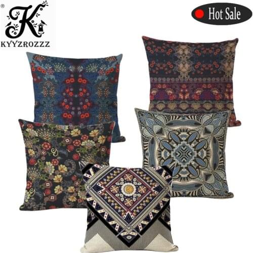 National Cushion Covers Cotton And Hemp Material Square Classical Office Pillow Sofa Seat Soft Pillowcase Capa De Almofada