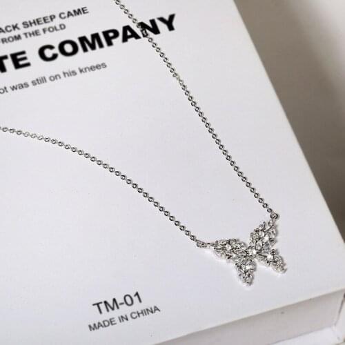 Utimtree Danity Butterfly Necklace For Women Jewelry Cubic Zircon Choker Collares Pendants Necklaces Female