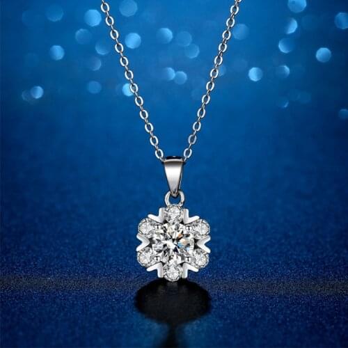 Women 1ct Moissanite Necklace Sterling Silver 14K White Gold Plated Necklaces Gra Certification D Color VVS1 Moissanite Jewelry