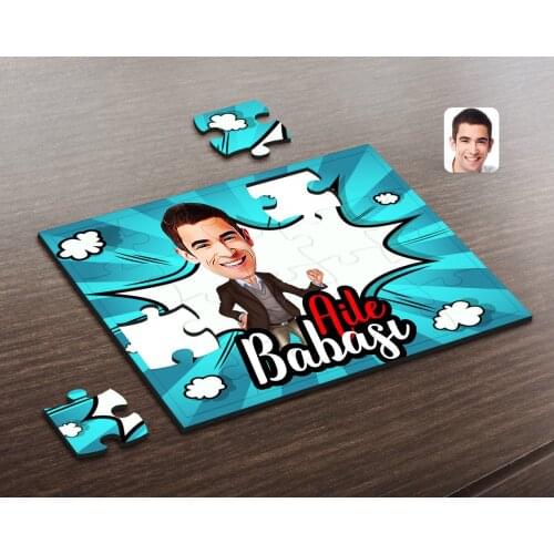 Personalized Family man Caricature Of Wooden Puzzle-1