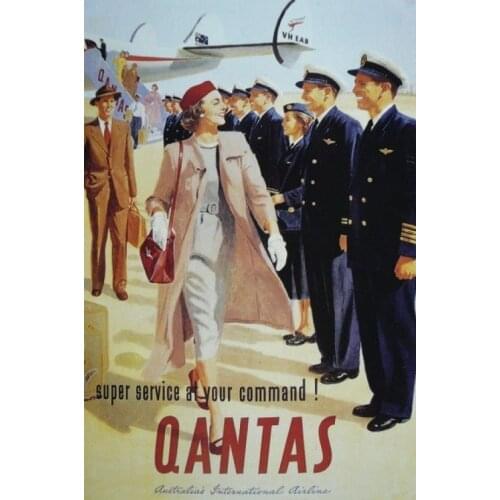 Princess by Air Qantas to Australia Retro Vintage Classic Travel Poster Kraft Poster Canvas Bathroom Wall Sticker Home Decor