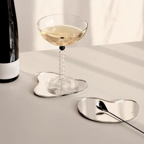 Simple Acrylic Mirror Coaster Water Cup Insulation Decoration Coffee Shop Trend Placemat Dining Home Decoration Table Pad V1L8