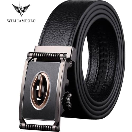 WILLIAMPOLO leather Belt Brand Belt Men Top Quality Genuine Luxury Leather Belts for Men Strap Male Metal Automatic Buckle