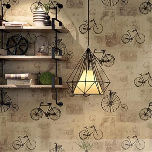 Wellyu Retro nostalgic wallpaper bicycle womens milk tea clothing store fashion coffee cafe background wallpaper