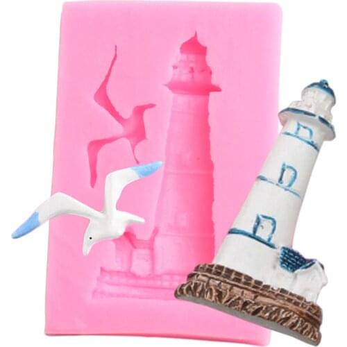 Lighthouse Silicone Mold Seagull Cake Baking Fondant Cake Decorating Tool Polymer Clay Soap Molds Candy Chocolate Gumpaste Mould