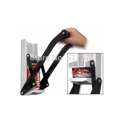 Heavy gauge steel construction with cushion grip handle Wall Mounted Can Crusher 16oz with Bottle Opener on the Base Heavy Duty