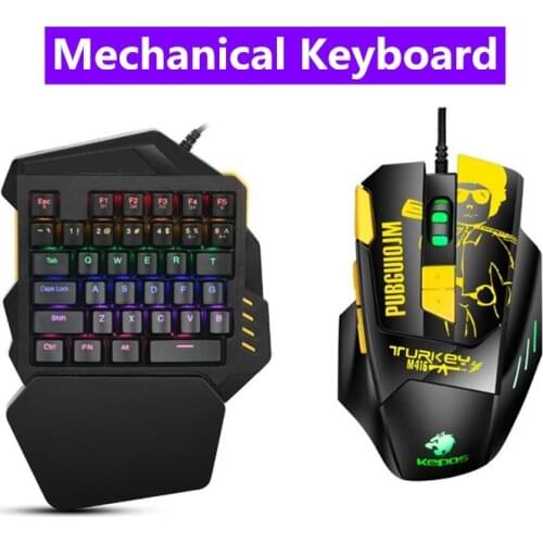 Teclado mecanico top quality teclado gamer Wired 35keys Single hand Mini Mechanical keyboard Mouse Combos for CF Shooting Games