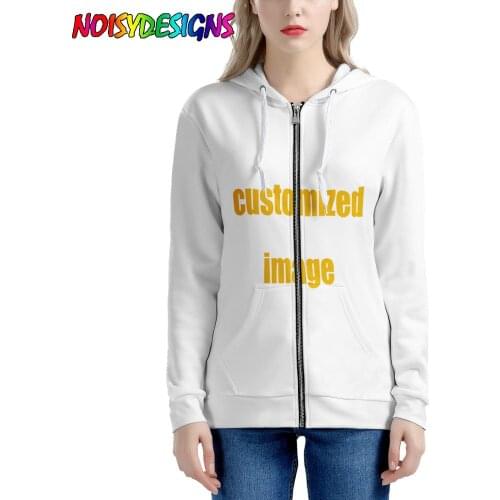 NOISYDESIGNS Women Zipper Hoodies Sweatshirts 4XL Customized Printed Hip Hop Casual Hooded Hoody Pullovers Fashion Dropshipping