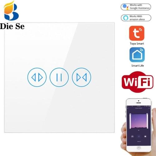 Tuya Smart Life WiFi Touch Button Curtain Switch 100V~240V for Roller Shutter Electric Tubular Motor workwith Google Home Alexa