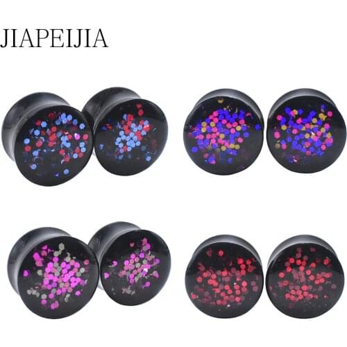 Twinkl Paillette Acrylic Double Flared Tunnels Ear Plug Gauges Piercings Ear Stretcher Body Jewelry 6-30mm