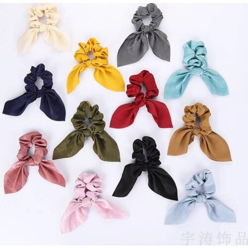 Q Satin Scrunchie Female Girls Elastic Hair Rubber Bands Accessories Female Hair Scrunchie Bows Ponytail Holder Hair Accessory