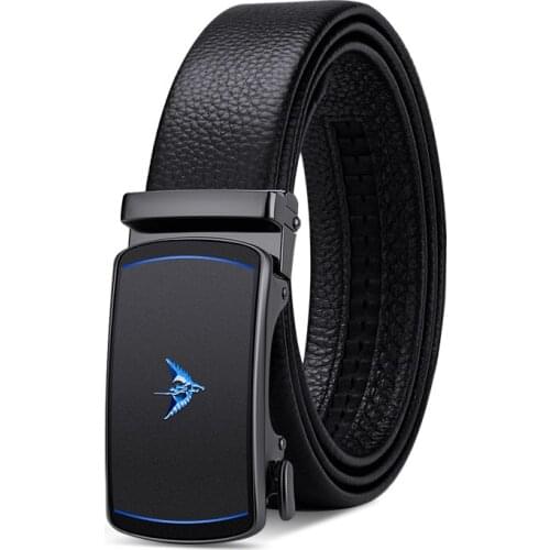 WILLIAMPOLO Fashion Genuine Leather Belt For Men Automatically Buckle Mens Belt Luxury Design Dress Belts PL20725-27P