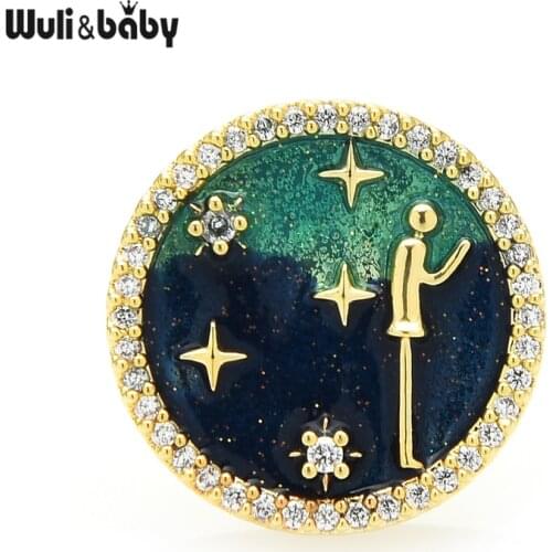 Wuli&baby Blue Starry Figure Magnet Brooches Women Men Rhinestone Spring Summer Collar Pins Gifts