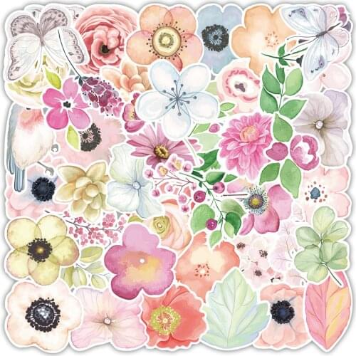 10/50PCS Plant Fresh flowers Stickers for DIY Stationery Laptop Decal Scrapbook Skateboard Guitar Helmet Sticker