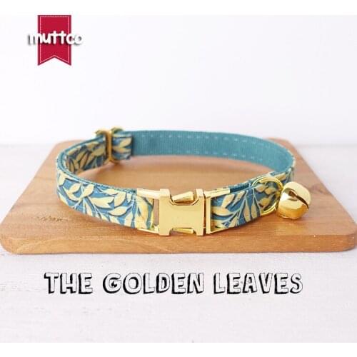 10pcs/lot MUTTCO retail with platinum high quality buckle collar for cat THE GOLDEN LEAVES design cat collar 2 sizes UCC089B