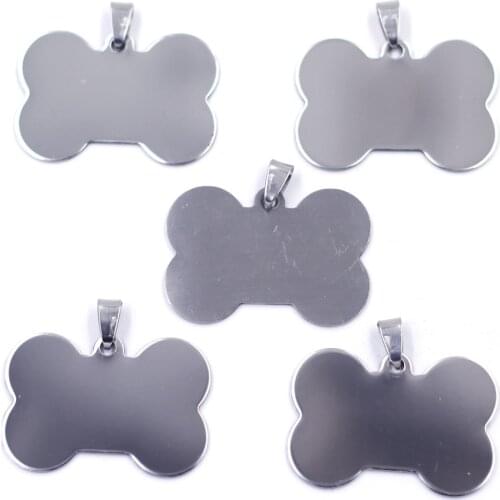 Pendants Blank Stamping Tags Stainless Steel Dog Bone Animal Charms Silver Tone Jewelry DIY Making Finding 27x40mm 100Pcs