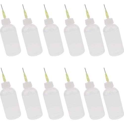 12Pcs 50ml Glue Applicator Bottle Precision Needle Tip Liquid Dropper Bottles