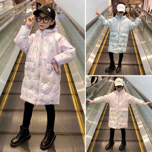 2021 Winter New Children Warm Down Jackets for Girl Clothes Coat Girls Clothing Kids Hooded Thicken Long Waterproof Parka D146