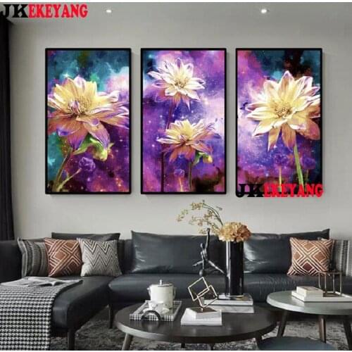 3pcs 5D Diy round/square diamond painting beautiful flower Diamond Mosaic Embroidery cross stitch Y3999