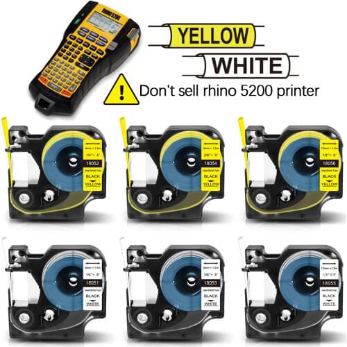 6/9/12/19/24mm for DYMO Industrial Heat Shrink Tubes 18051 18052 18053 18054 18055 18056 Compatible for Rhino 5200 Label Printer