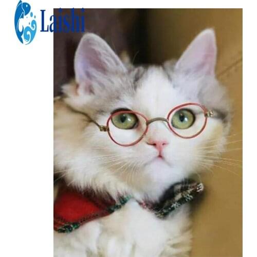 5D DIY Diamond Painting Glasses cat full round drill /square Cross Stitch Diamond Embroidery New Handicrafts Home Decor kits