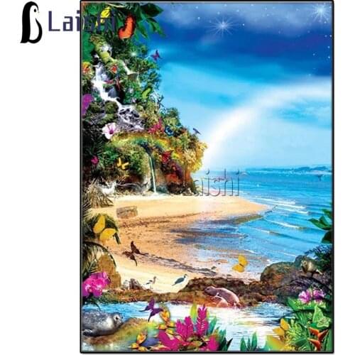 DIY 5D Diamond Painting Private Custom Photos Scenic Seaside Full round square Diamond Cross stitch Baby Room Decoration Gift