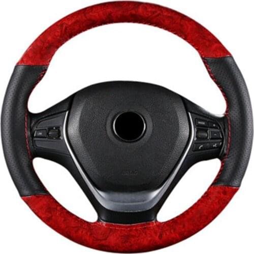 Car Accessories Steering Wheel Cover DIY Beautiful and comfortable Crystal peach wood + artificial leather With Needle And Threa
