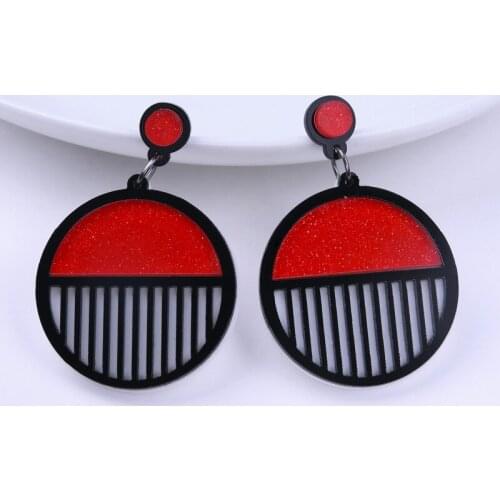 Bohemian Simple Round Earrings Black White Stripes Big Small Circle Titanium Steel Rose Gold Earrings Fashion Women New Earrings