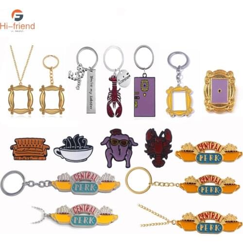TV Show Friends Keychain Central Perk Coffee Time Photo Frame Pendant Key Chain for Women Men Fans Favorites Gift