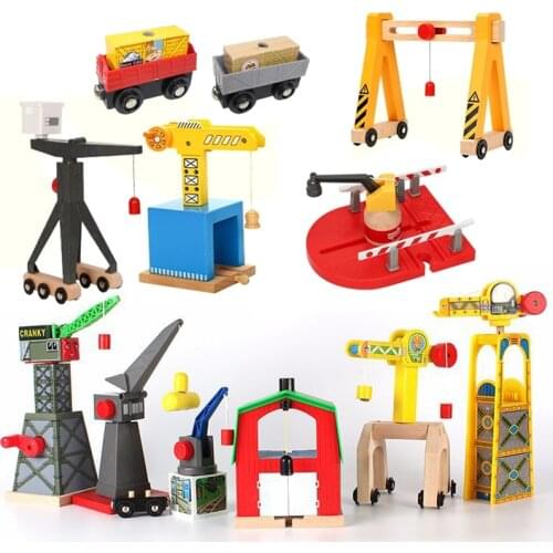 All Kinds of Wooden Train Track Accessories Railway Train Toys Magnetic Crane Tender Fit All Brands Wood Track Educational Toys