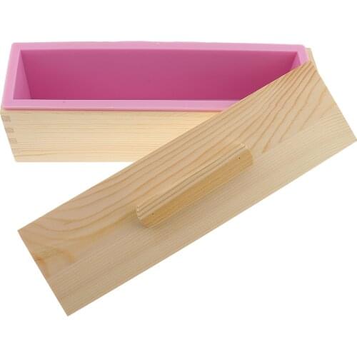 Flexible Rectangular Soap Silicone Loaf Mold Wood Box for 900g/1200g Soap Making Supplies